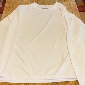 Men’s white polyester layering shirt.